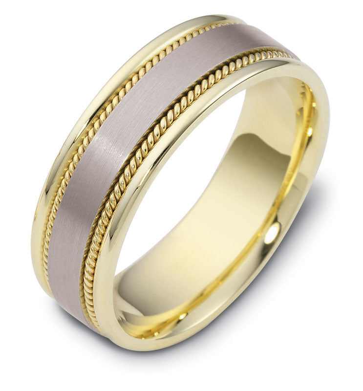 7mm Two Tone 14K Gold Band With Rope Detail – RingMaster Jewelers